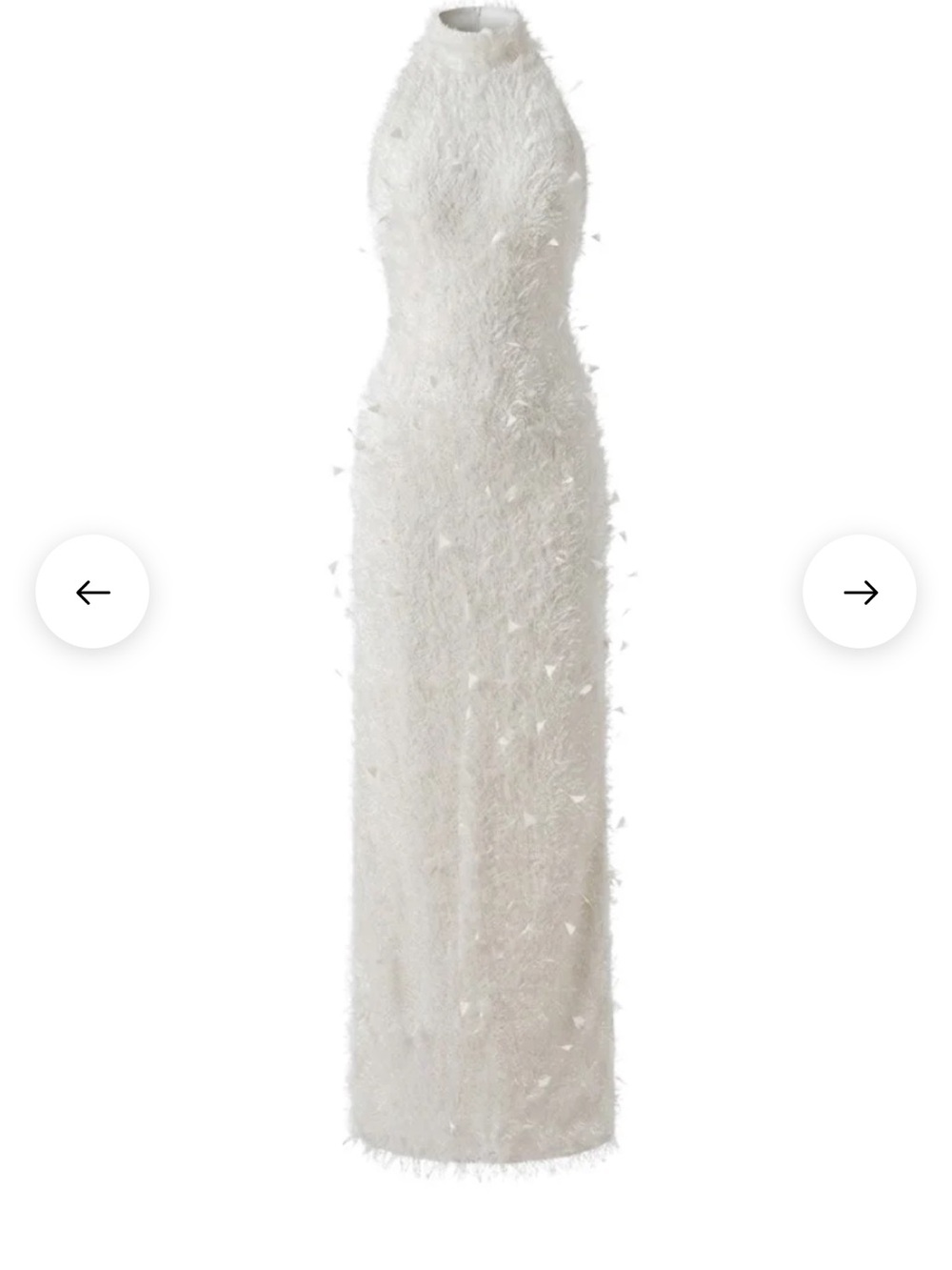 Halter Maxi Dress with Feather-Effect in White